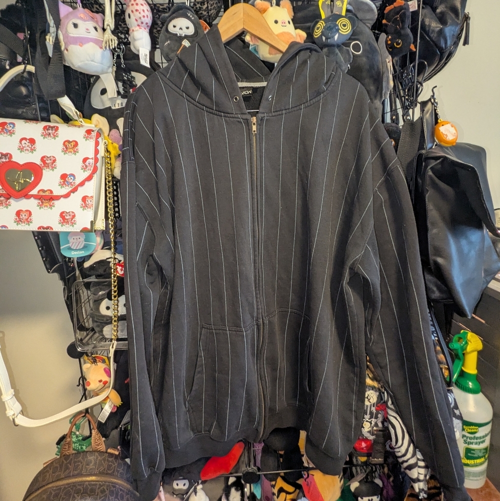 Streetwear Black Pinstripe Hoodie